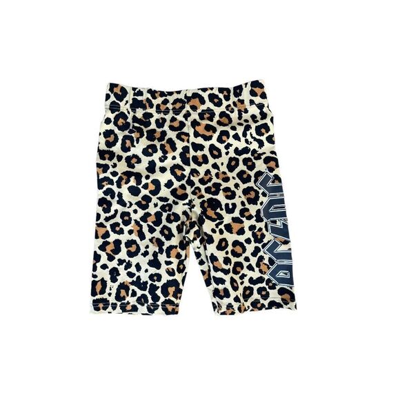 NWT ACDC Women's Leopard Print Bike Shorts Spell Out Music Rock Festival SZ M - Picture 1 of 7